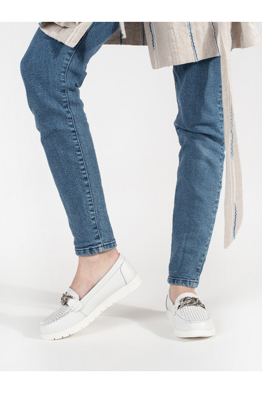  bílé mokasíny s řetízkem s platformou