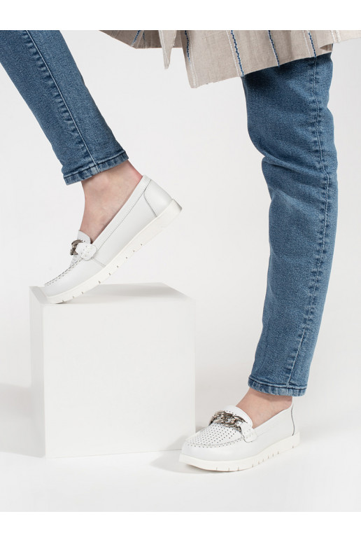  bílé mokasíny s řetízkem s platformou