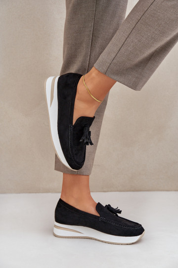 mokasíny Na m Koturnie z eko semišeowe Černé Challavia