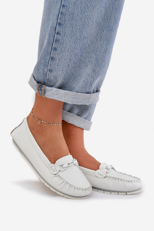 Ploché boty  mokasíny s ornamenty S.Barski LR51-547 bílé