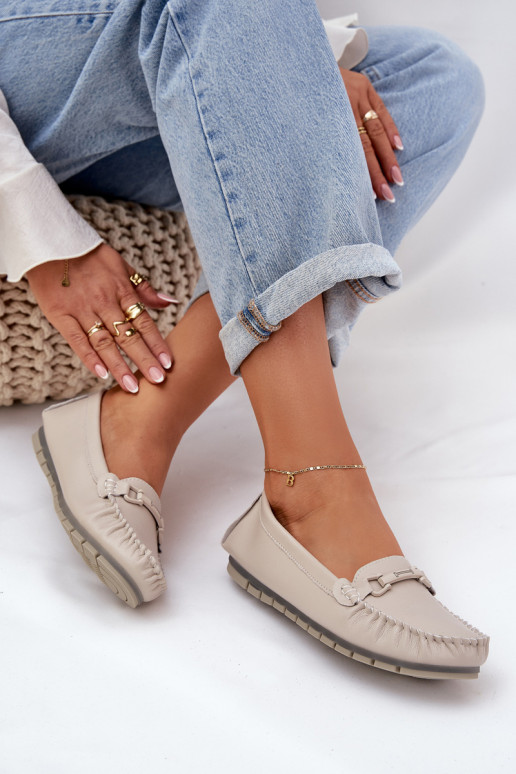 Ploché boty  mokasíny s ornamenty S.Barski LR51-547 béžové