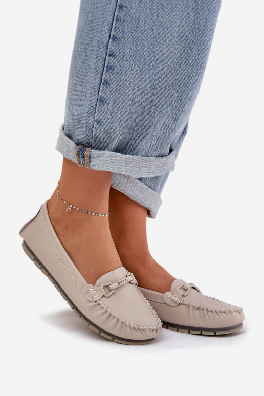 Ploché boty  mokasíny s ornamenty S.Barski LR51-547 béžové