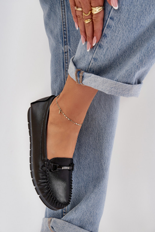 Ploché boty  mokasíny s ornamenty S.Barski LR51-547 Černé