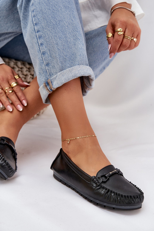 Ploché boty  mokasíny s ornamenty S.Barski LR51-547 Černé