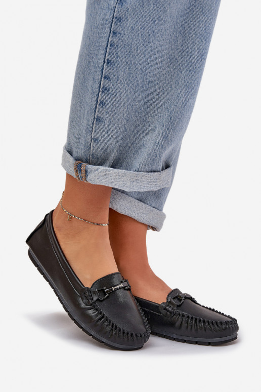 Ploché boty  mokasíny s ornamenty S.Barski LR51-547 Černé