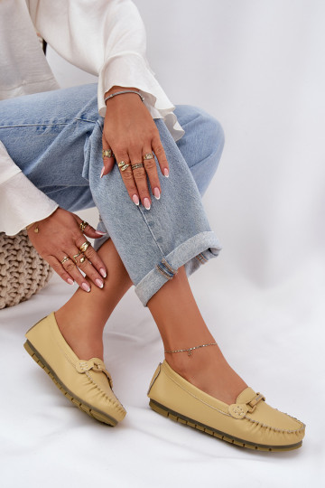 Ploché boty  mokasíny s ornamenty S.Barski LR51-547 Žluté