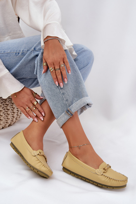 Ploché boty  mokasíny s ornamenty S.Barski LR51-547 Žluté