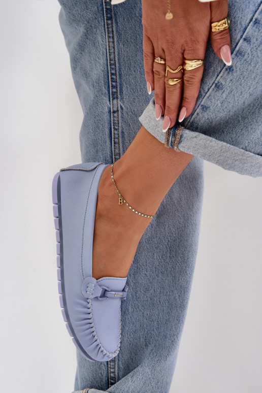 Ploché boty  mokasíny s ornamenty S.Barski LR51-547 modrá