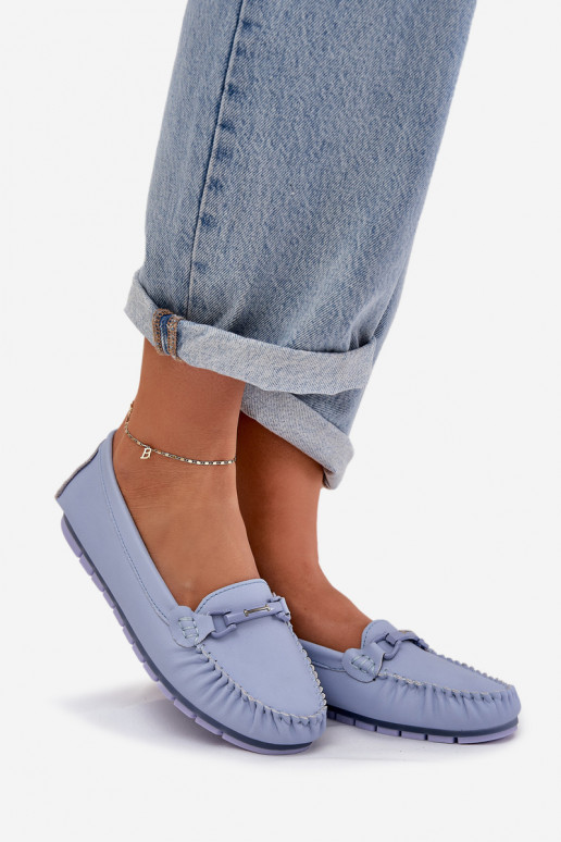 Ploché boty  mokasíny s ornamenty S.Barski LR51-547 modrá
