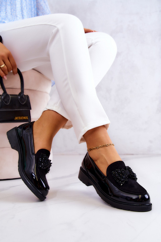 Elegantní styl Lakované mokasíny  Černé S.Barski HY51-318 Belize Elegantní styl Lakované mokasíny  Černé S.Barski HY51-318 Belize