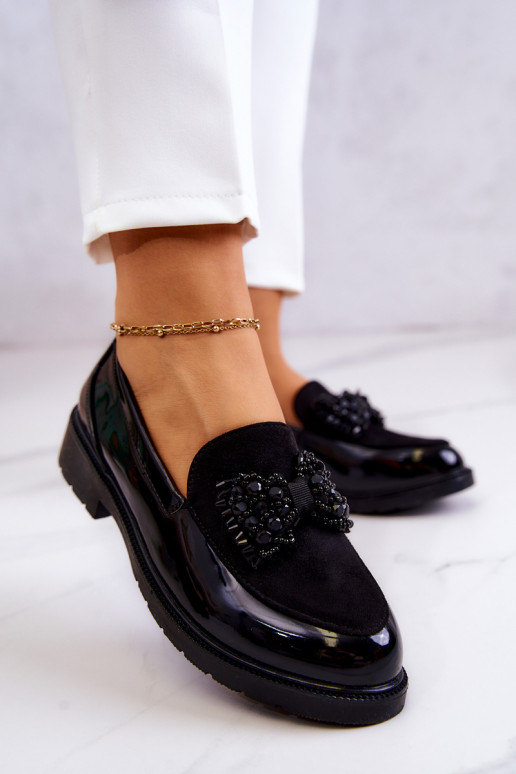 Elegantní styl Lakované mokasíny  Černé S.Barski HY51-318 Belize Elegantní styl Lakované mokasíny  Černé S.Barski HY51-318 Belize