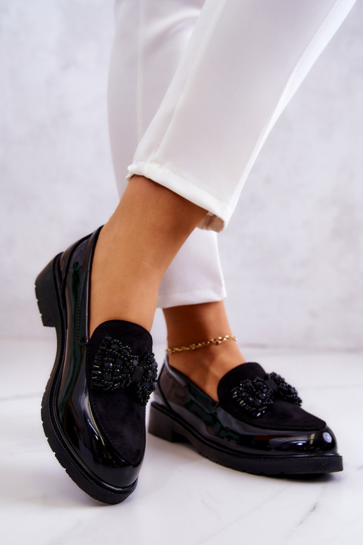 Elegantní styl Lakované mokasíny  Černé S.Barski HY51-318 Belize Elegantní styl Lakované mokasíny  Černé S.Barski HY51-318 Belize