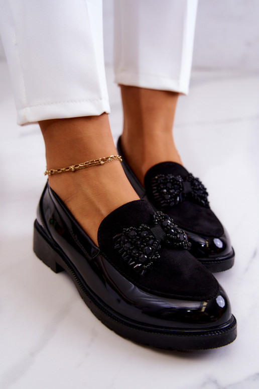 Elegantní styl Lakované mokasíny  Černé S.Barski HY51-318 Belize Elegantní styl Lakované mokasíny  Černé S.Barski HY51-318 Belize