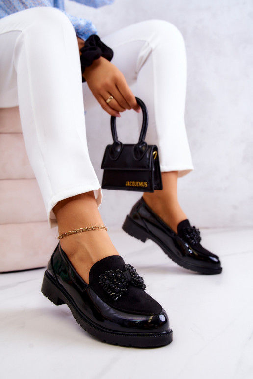 Elegantní styl Lakované mokasíny  Černé S.Barski HY51-318 Belize Elegantní styl Lakované mokasíny  Černé S.Barski HY51-318 Belize