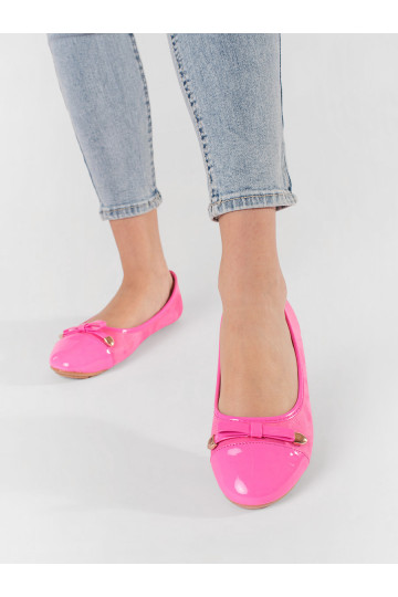 růžová  baleríny z lakierowanym noskiem 2