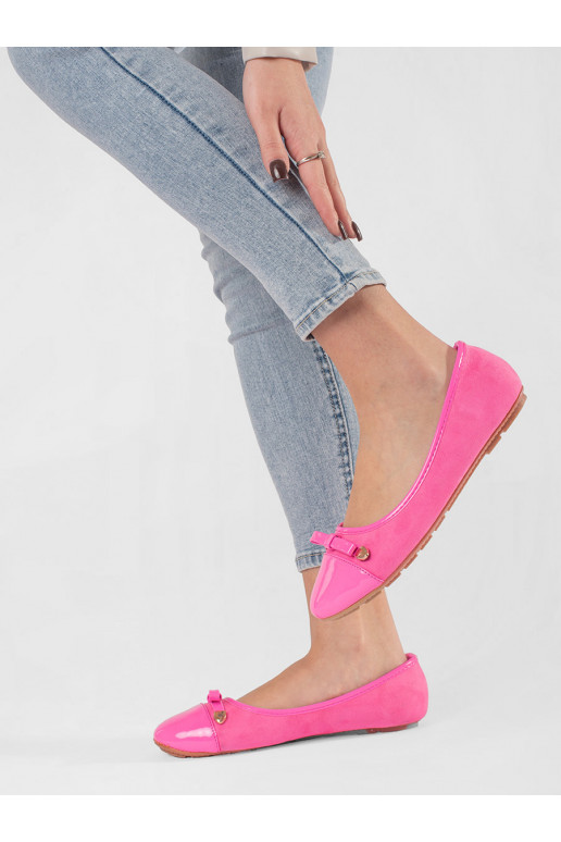 růžová  baleríny z lakierowanym noskiem