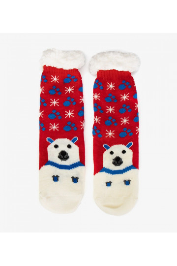 Červené zateplené ponožky s...