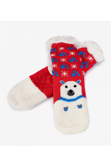 Červené zateplené ponožky s... 2
