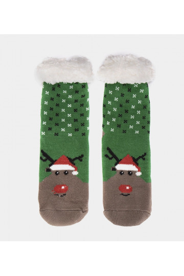 Zelené zateplené ponožky se...