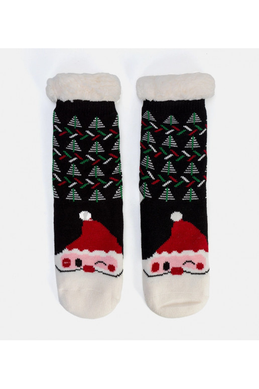 Černé zateplené ponožky s Santa Claus...