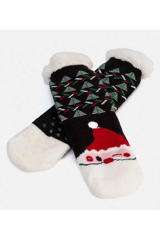 Černé zateplené ponožky s Santa Claus...