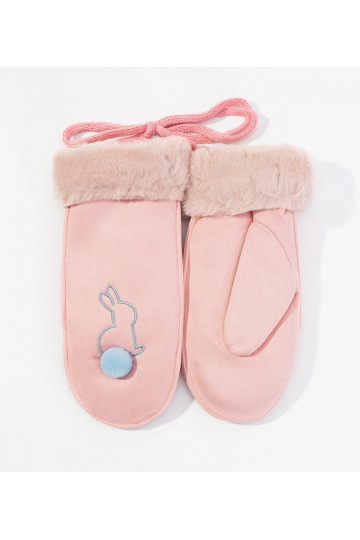 Růžové rukavice s modrým...