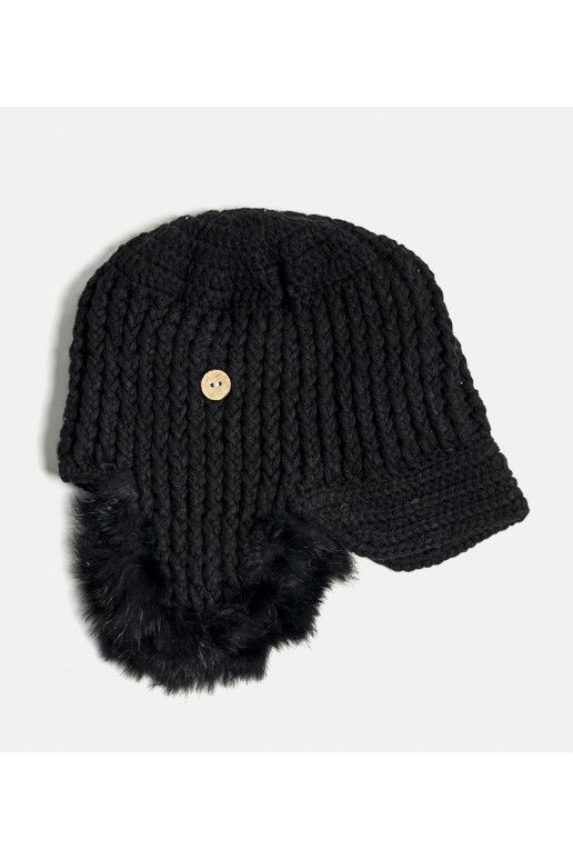 Černá čepice Zora s klapkami na uši Černá čepice Zora s klapkami na uši