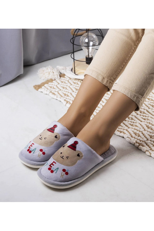 Šedé měkké pantofle Bear