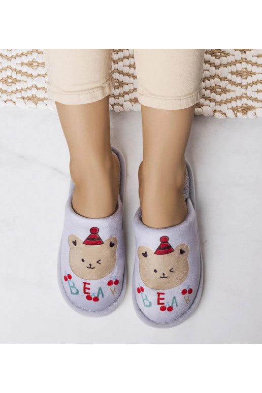 Šedé měkké pantofle Bear