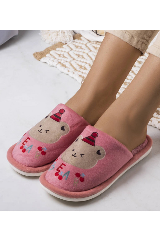 Růžové měkké pantofle Bear