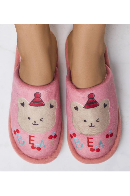 Růžové měkké pantofle Bear