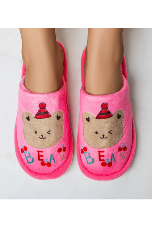 Tmavě růžové měkké pantofle Bear