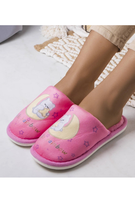 Duhové měsíčkové růžové měkké pantofle