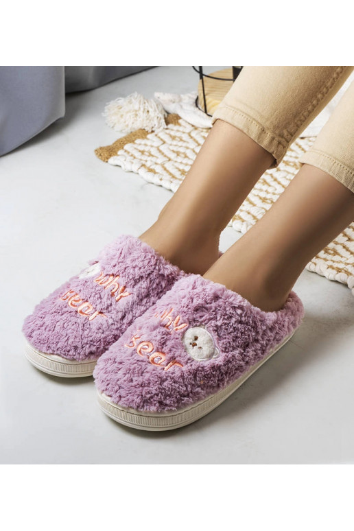 Fialové měkké pantofle Proč medvěd