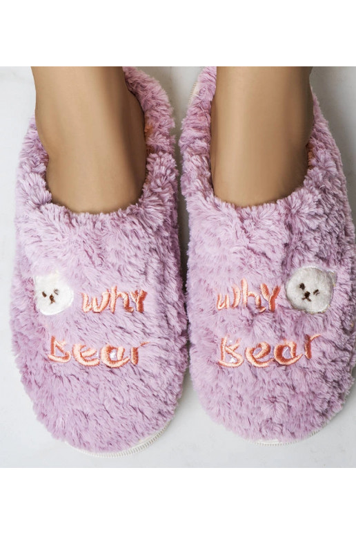 Fialové měkké pantofle Proč medvěd