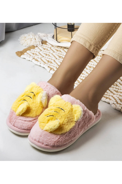 Včelí růžové a žluté měkké pantofle