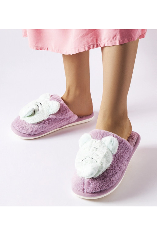 Včelí fialové a zelené měkké pantofle