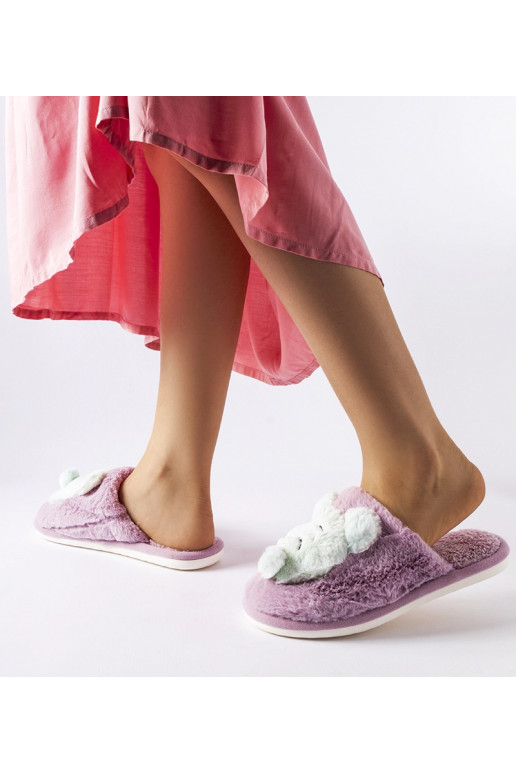 Včelí fialové a zelené měkké pantofle