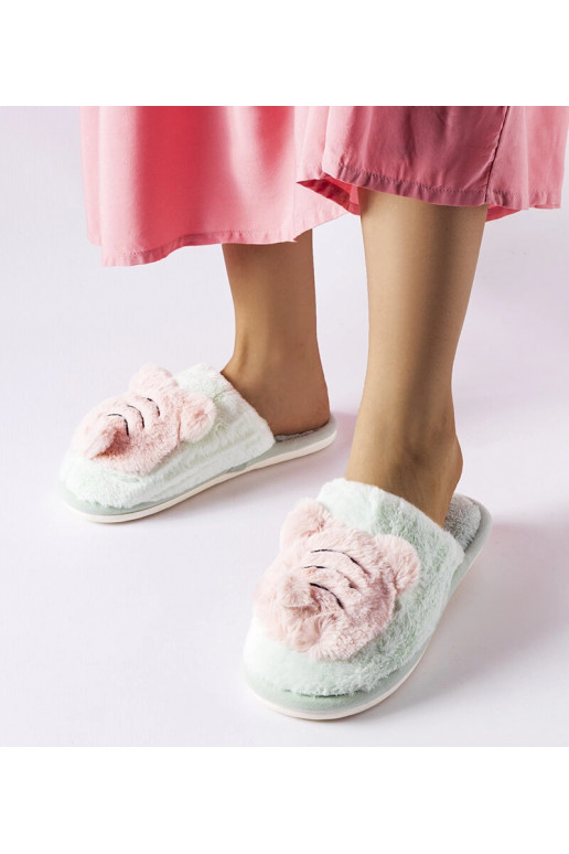 Včelí zelené a růžové měkké pantofle