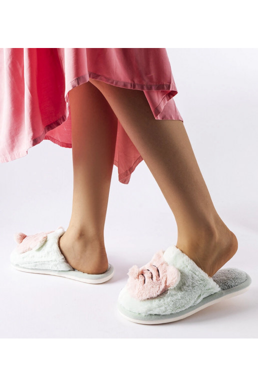 Včelí zelené a růžové měkké pantofle