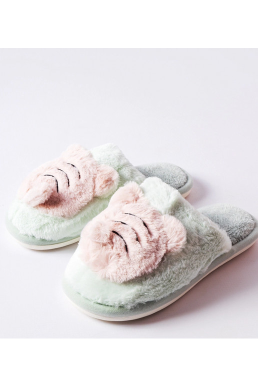 Včelí zelené a růžové měkké pantofle