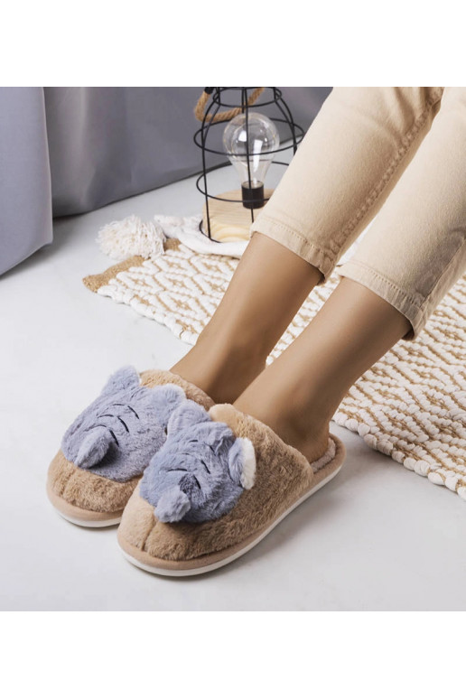 Béžové a šedé měkké pantofle Bee