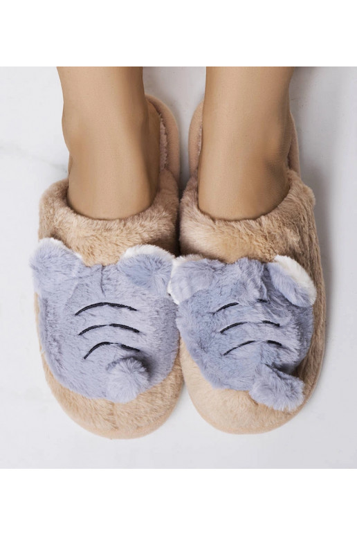 Béžové a šedé měkké pantofle Bee