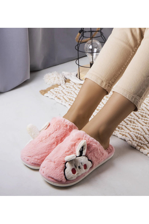Růžové měkké pantofle Half Bunny