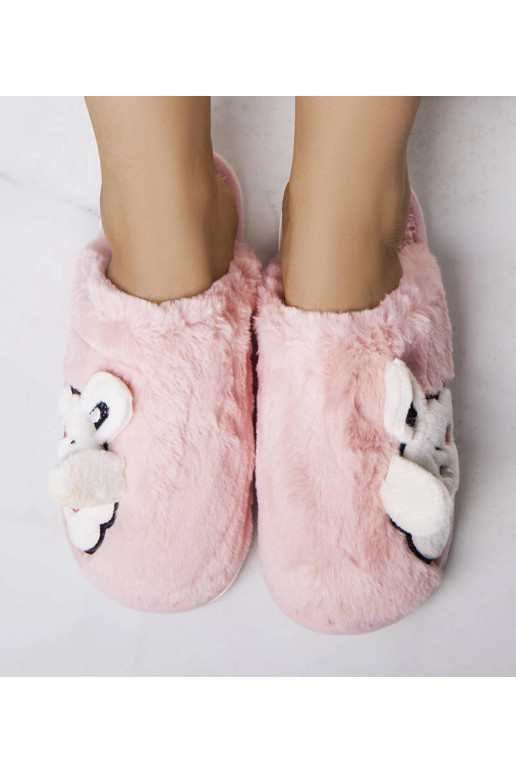 Růžové měkké pantofle Half Bunny