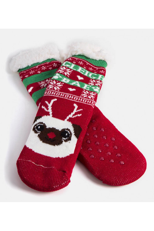 Červené teplé ponožky s pejskem Challim