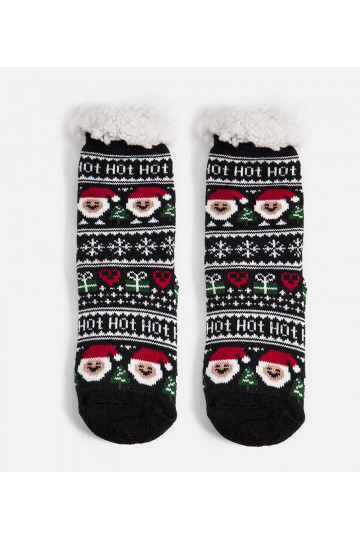 Černé zateplené ponožky se...