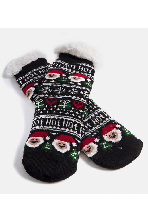 Černé zateplené ponožky se Santa...