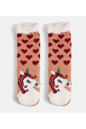 Béžové ponožky s ovčí kůží...