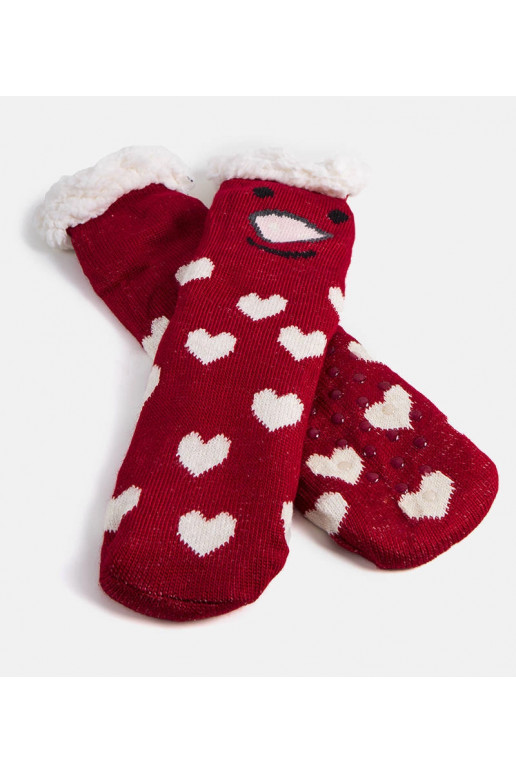 Červené ponožky s ovčí kůží Lotis